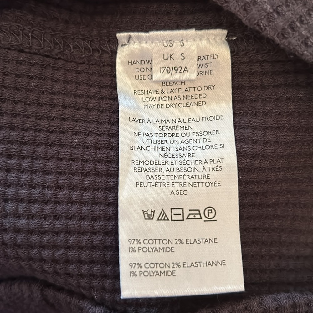 Free People Washed Black Colorful Sleeve Henley Long Sleeve Shirt - Picture 6 of 7